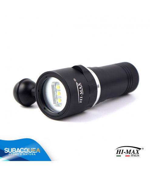 Torcia Subacquea per foto e video Hi-MAX, Modello V16, 120°, 3 LED XM-L2 U2, 2000 Lm