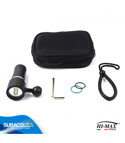 Torcia Subacquea per foto e video Hi-MAX, Modello V16, 120°, 3 LED XM-L2 U2, 2000 Lm