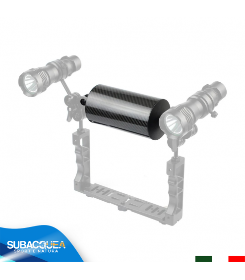 Braccetto di 28 cm e Diametro 8 cm in Carbonio Galleggiante per Staffe e Supporti, 2 Sfere da 25 mm e 800 gr. Galleggiamento