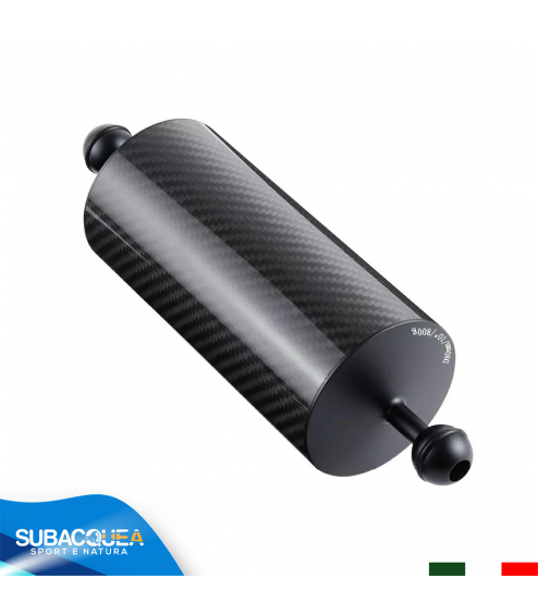 Braccetto di 28 cm e Diametro 8 cm in Carbonio Galleggiante per Staffe e Supporti, 2 Sfere da 25 mm e 800 gr. Galleggiamento