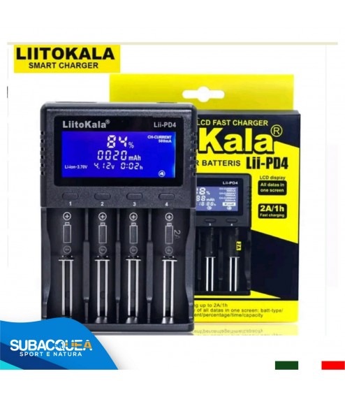 Caricabatteria LiitoKala 18650 3.7V 26650 Batteria Universale LCD AA AAA Ricaricabile