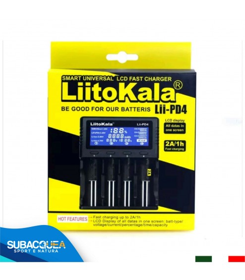 Caricabatteria LiitoKala 18650 3.7V 26650 Batteria Universale LCD AA AAA Ricaricabile