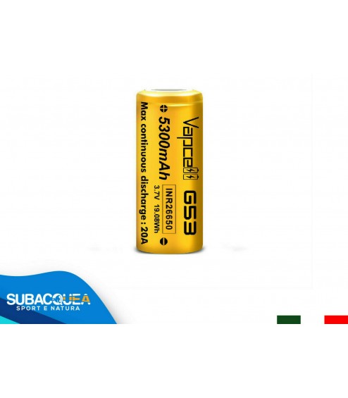 Batteria Vapcell 26650 5300 mAh 3.7 V al Litio Ricaricabile