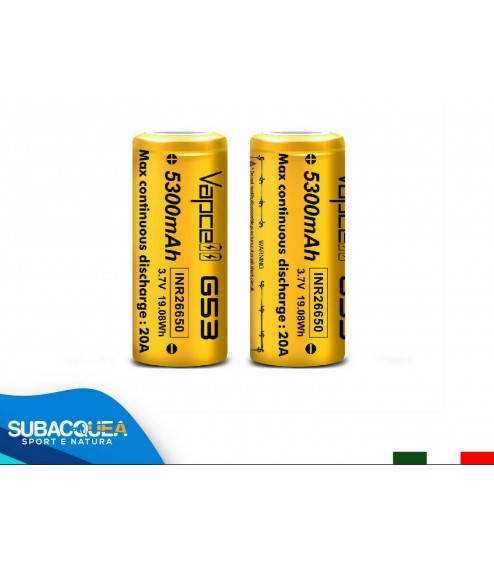 Batteria Vapcell 26650 5300 mAh 3.7 V al Litio Ricaricabile