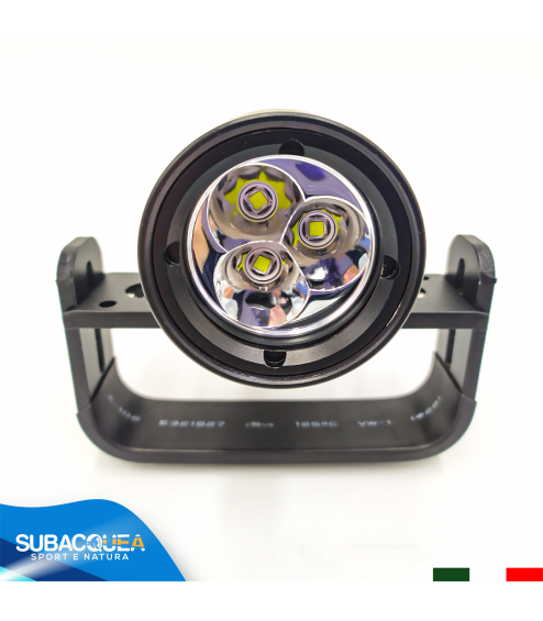 Torcia Subacquea Primaria, Modello L-3, Maniglia Goodman, LED XM-L2 U2, 2500 Lm