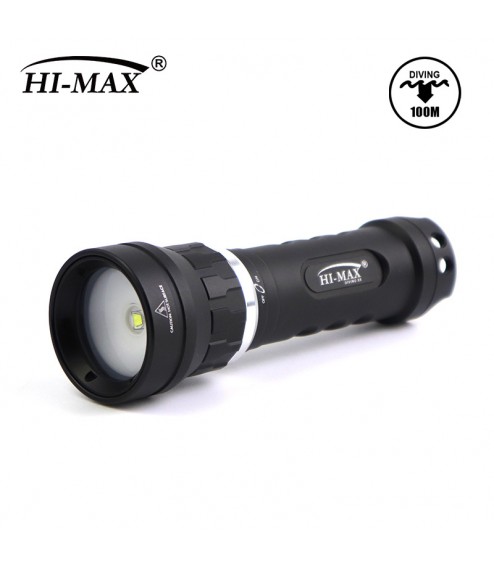 Torcia Subacquea per foto e video Hi-MAX, Modello X8, 120°, LED XM-L2 U2, 1000 Lm