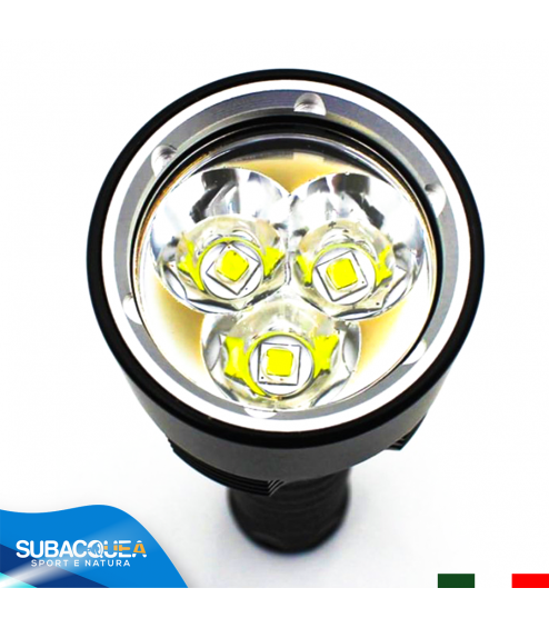 Torcia Subacquea Primaria, Modello L3 Small, 3 LED XM-L2 U2, 1500 Lm