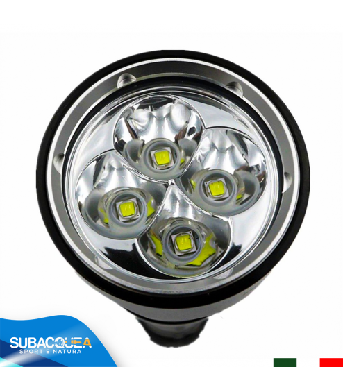 Torcia Subacquea Primaria, Modello L4, 4 LED XM-L2 U2, 2000 Lm