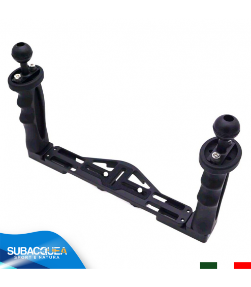 Staffa in Alluminio con Supporto Regolabile per Fotocamere Compatte e Videocamere Subacquee con Doppia Impugnatura