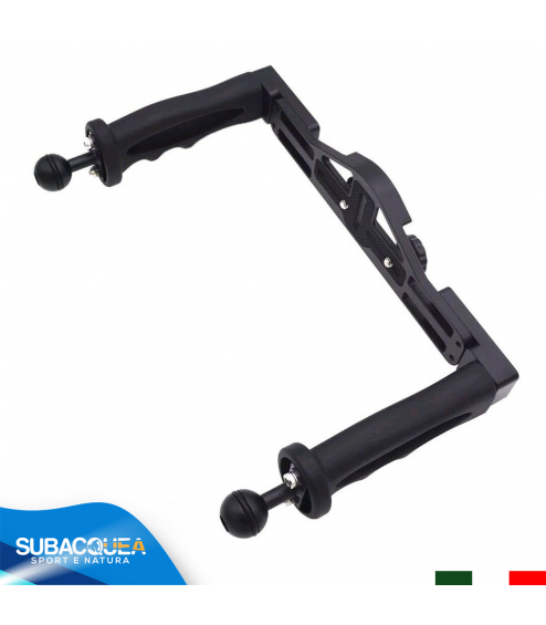 Staffa in Alluminio con Supporto Regolabile per Fotocamere Compatte e Videocamere Subacquee con Doppia Impugnatura