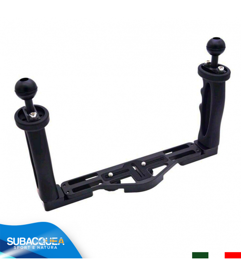 Staffa in Alluminio con Supporto Regolabile per Fotocamere Compatte e Videocamere Subacquee con Doppia Impugnatura
