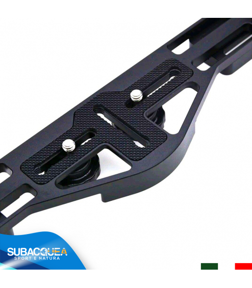 Staffa in Alluminio con Supporto Regolabile per Fotocamere Compatte e Videocamere Subacquee con Doppia Impugnatura