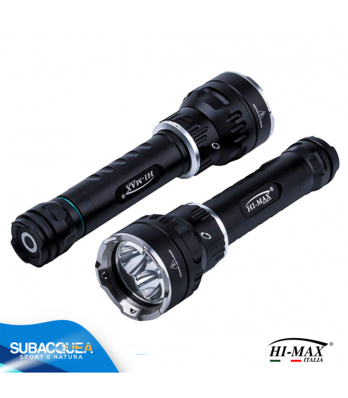 Torcia Subacquea Primaria Hi-MAX, Modello X7, 3 LED XM-L2 U2, 3000 Lm