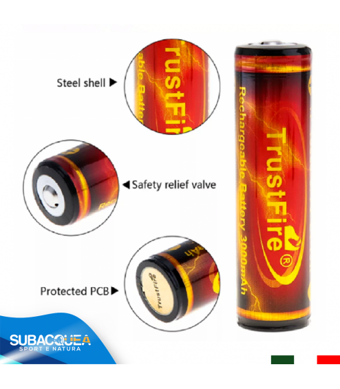 Batteria Trustfire 18650 3000 mAh 3.7 V al Litio Ricaricabile con PCB di Protezione