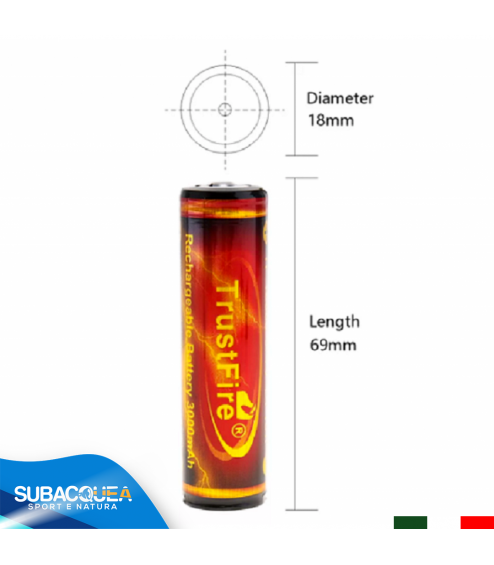 Batteria Trustfire 18650 3000 mAh 3.7 V al Litio Ricaricabile con PCB di Protezione