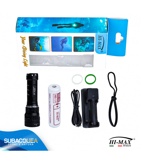 Torcia Subacquea di Backup Hi-MAX, Modello X5, LED XM-L2 U2,1000 Lm