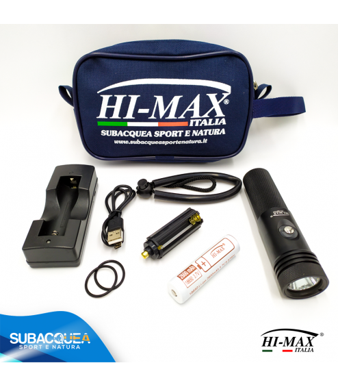 Torcia Subacquea di Backup Hi-MAX, Modello X11, LED XM-L2 U2, 800 Lm