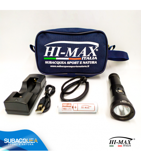 Torcia Subacquea di Backup Hi-MAX, Modello X13, LED XM-L2 U2, 1200 Lm