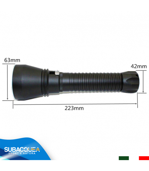 Torcia Subacquea Primaria, Modello XHP 70, LED XHP 70, 3500 Lm