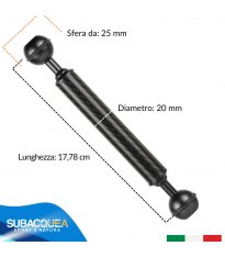 Braccetto di 20.5 cm e Diametro 2 cm in Carbonio Galleggiante per Staffe e Supporti, con 2 Sfere da 25 mm