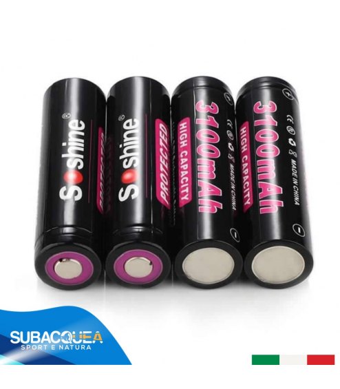 Batteria Soshine 18650 3100 mAh 3.7 V al Litio Ricaricabile