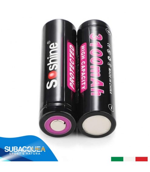 Batteria Soshine 18650 3100 mAh 3.7 V al Litio Ricaricabile