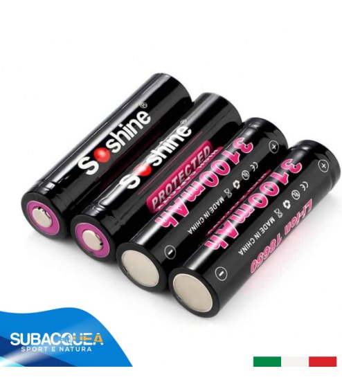 Batteria Soshine 18650 3100 mAh 3.7 V al Litio Ricaricabile