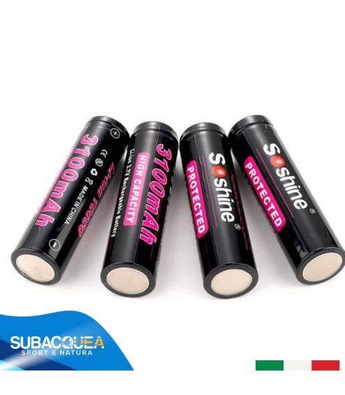 Batteria Soshine 18650 3100 mAh 3.7 V al Litio Ricaricabile