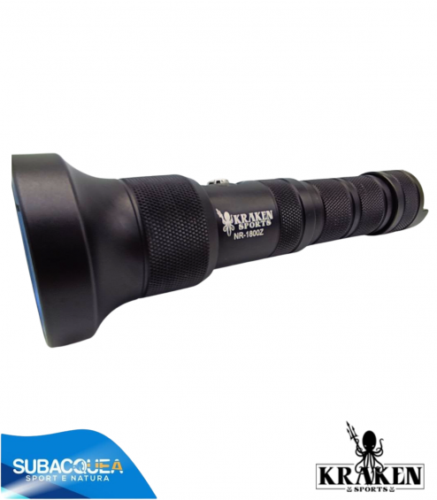 Torcia Subacquea Primaria Kraken,Modello NR-1800Z,1800 Lm con parabola regolabile.
