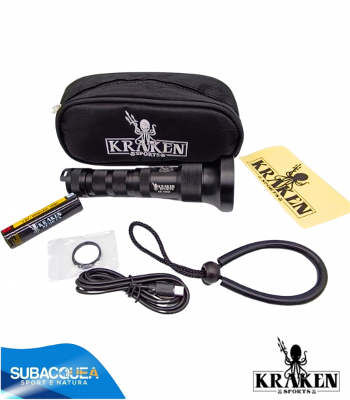Torcia Subacquea Primaria Kraken,Modello NR-1800Z,1800 Lm con parabola regolabile.