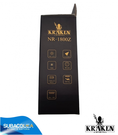 Torcia Subacquea Primaria Kraken,Modello NR-1800Z,1800 Lm con parabola regolabile.