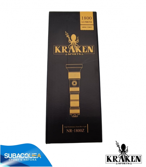 Torcia Subacquea Primaria Kraken,Modello NR-1800Z,1800 Lm con parabola regolabile.