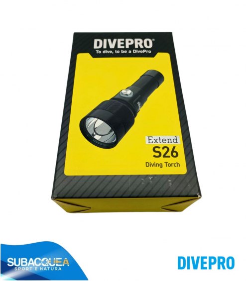 Torcia Subacquea Primaria DivePro, Modello S26, 2600 Lumen, 3 gradi