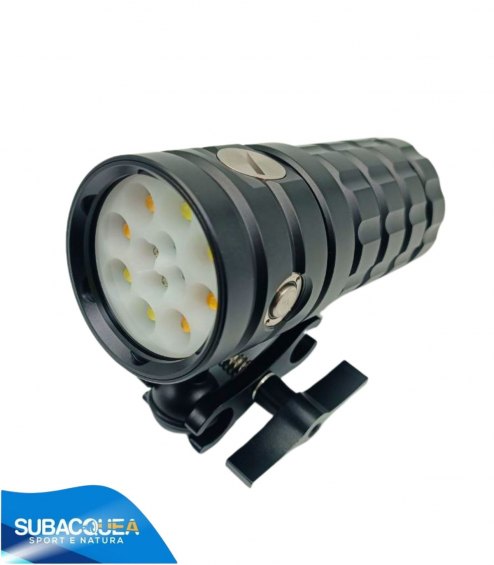 Torcia Subacquea, Modello D12, per Foto e Video, 120°, 8 led XHP50, 7000 Lm
