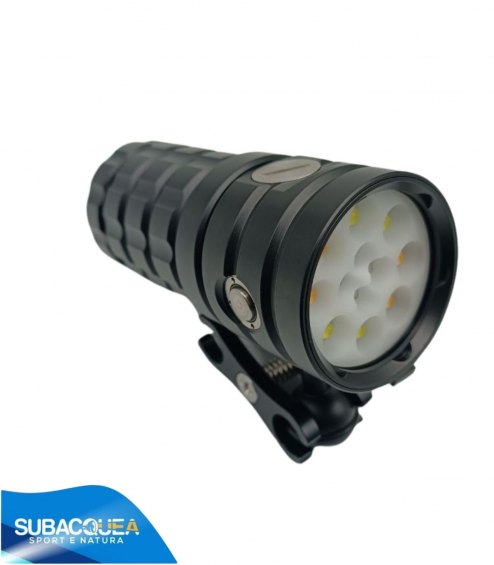Torcia Subacquea, Modello D12, per Foto e Video, 120°, 8 led XHP50, 7000 Lm