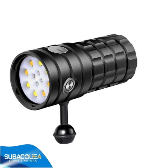 Torcia Subacquea, Modello D12, per Foto e Video, 120°, 8 led XHP50, 7000 Lm