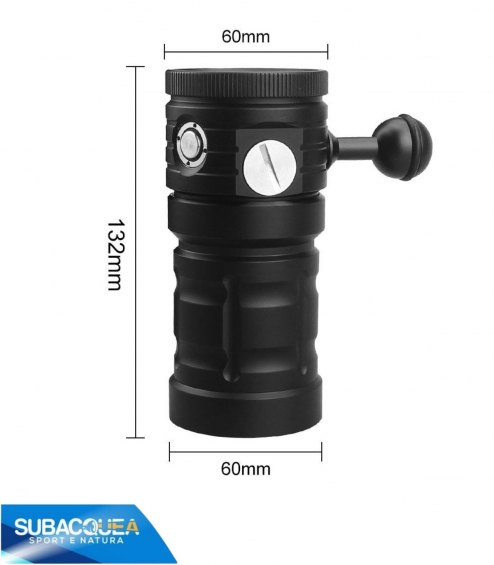 Torcia Subacquea, Modello D10, per Foto e Video, 140°, led Cob, 7000 Lm