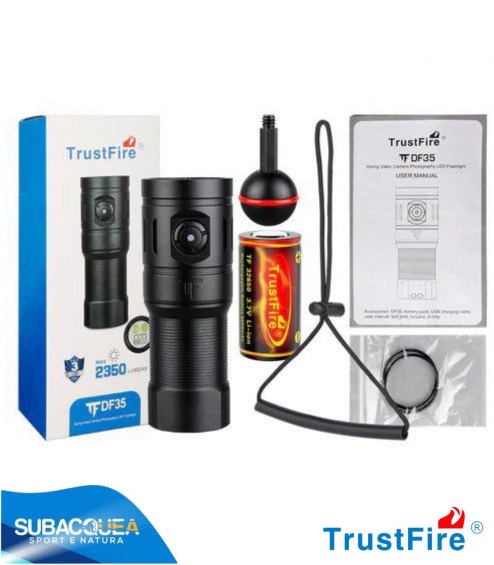 Torcia Subacquea TrustFife,Modello DF35,per Foto e Video,150°,led 5050,2350 Lm