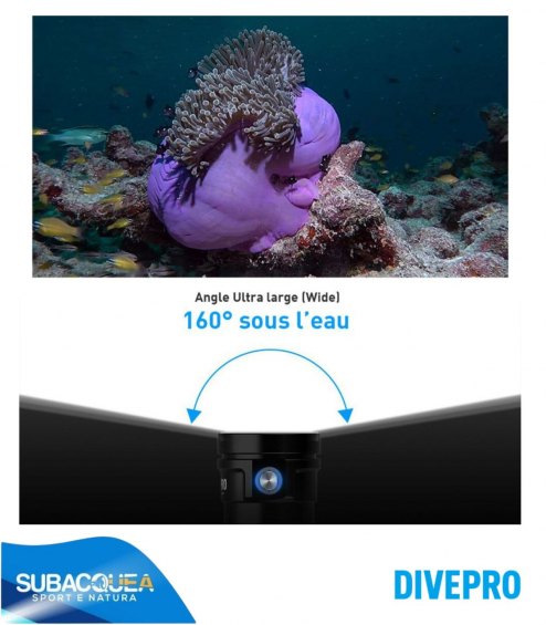 Torcia subacquea per foto e video,Marca DivePro,Modello Vision Pro+,1 Led Cree CMA2550 ,15000 Lumen reali