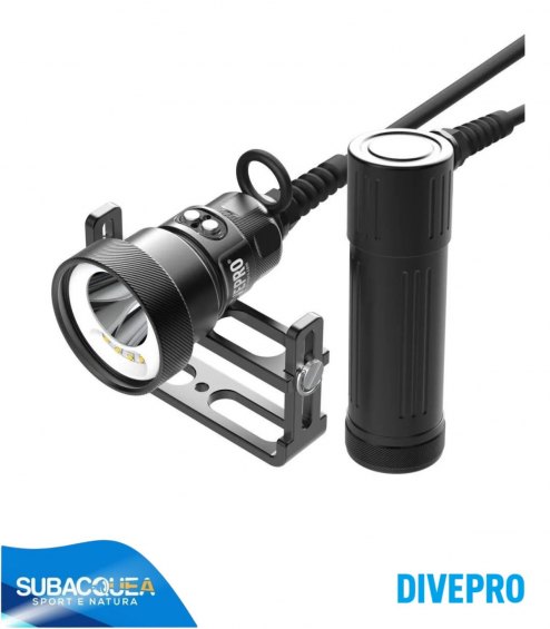 Torcia Subacquea Speleo, Marca DIVEPRO, Modello M6500S  (da 4° a 120° - da 2500 a 6500 lumen)