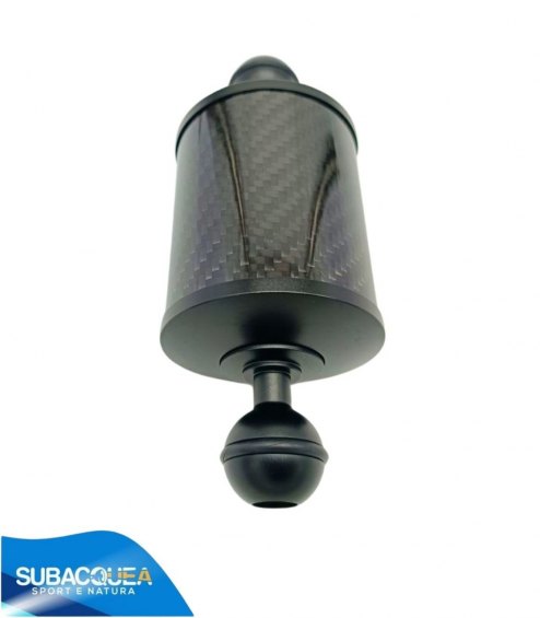 Braccetto di 15 cm e Diametro 6 cm in Carbonio Galleggiante per Staffe e Supporti, con 2 Sfere da 25 mm e 108 gr. Galleggiamento