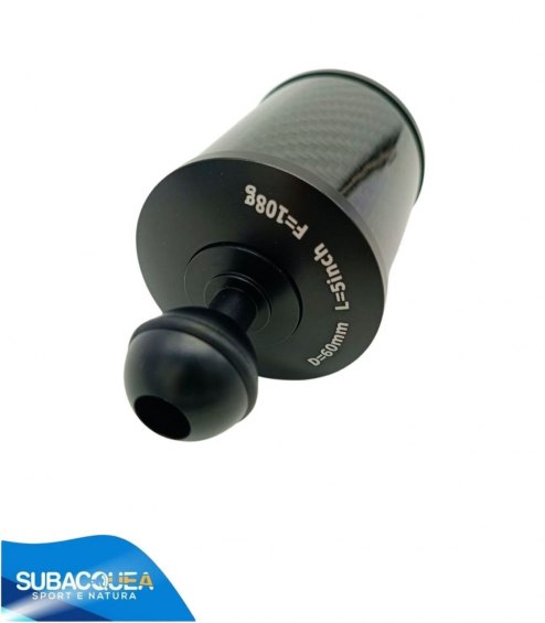 Braccetto di 15 cm e Diametro 6 cm in Carbonio Galleggiante per Staffe e Supporti, con 2 Sfere da 25 mm e 108 gr. Galleggiamento