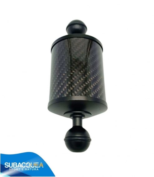 Braccetto di 15 cm e Diametro 6 cm in Carbonio Galleggiante per Staffe e Supporti, con 2 Sfere da 25 mm e 108 gr. Galleggiamento