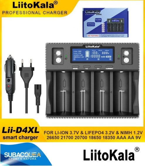 Caricabatteria LiitoKala 18650-26650-32700 3.7V a litio Batteria Universale LCD AA AAA Ricaricabile