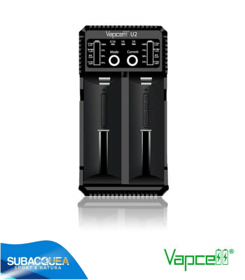 Vapcell U2 - caricabatterie intelligente con 2 canali 2 A per Ni-Mh, Ni-Cd e Li-Ion + funzione PowerBank